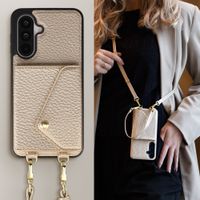 Selencia Sera HandyHülle mit Kordel und Umschlag-Kartenhalter Samsung Galaxy A18 / A17 / A26 - Champagne