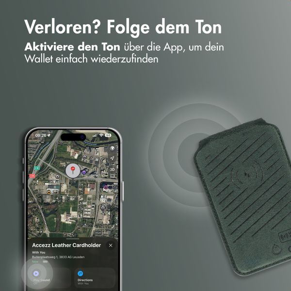 Accezz Magnetische Leder-Wallet mit Standfunktion - Geeignet für Apple Find My - Cedar Green