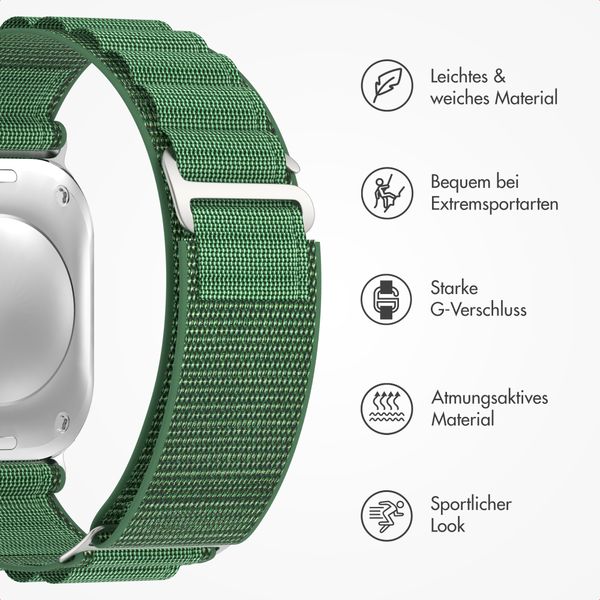Accezz Nylon Alpine Armband für Apple Watch | 44/45/46/49 mm - Olive Green