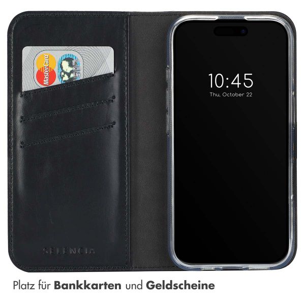Selencia Echtleder Klapphülle Apple iPhone 16 Plus - Schwarz