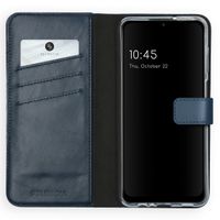 Selencia Echtleder Klapphülle Samsung Galaxy A12 - Blau