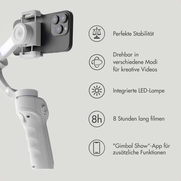Selencia Gimbal Stabilizer mit LED-Licht - Smartes Tracking - Tripod - Cosy Grey