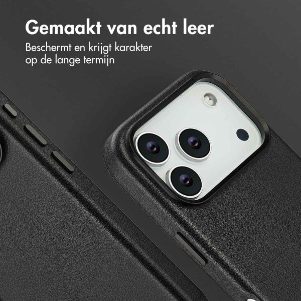 Accezz Echtleder Hülle + MagSafe Wallet Apple iPhone 17 Pro - Onyx Black