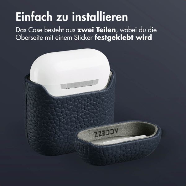 Accezz Echtleder Case  Apple AirPods 1 / 2 - Dunkelblau