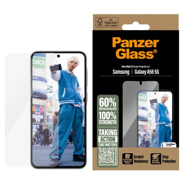 PanzerGlass Ultra-Wide Fit Antibakterieller Displayschutz mit Applikator Samsung Galaxy A56