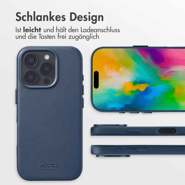 Accezz MagSafe Leather Backcover Apple iPhone 16 Pro - Nightfall Blue