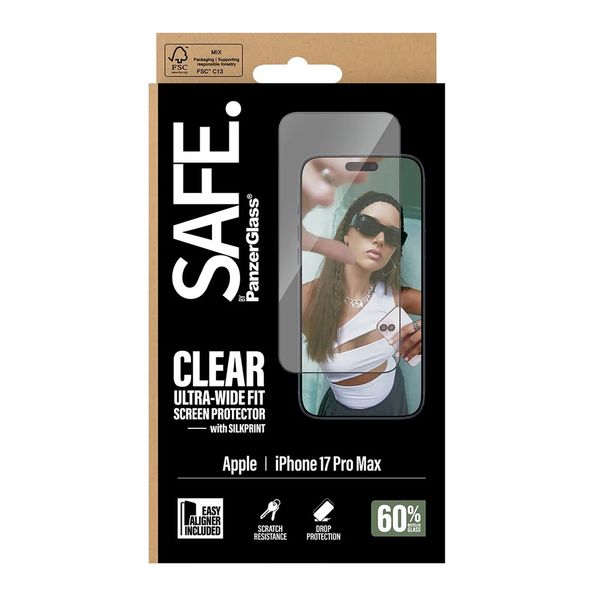 SAFE by PanzerGlass Ultra-Wide Fit Displayschutz mit EasyAligner Apple iPhone 17 Pro Max