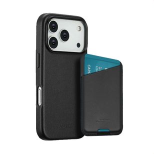 Accezz Echtleder Hülle + MagSafe Wallet Apple iPhone 17 Pro - Onyx Black