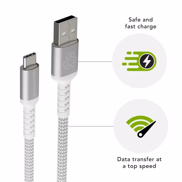 dbramante1928 re-charge – Geflochtenes Ladekabel – USB-A auf Lightning – 2,5 Meter – Weiß