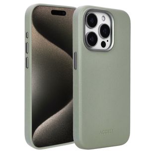 Accezz MagSafe Leather Backcover Apple iPhone 15 Pro - Light Grey