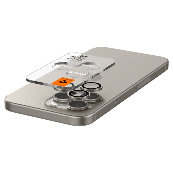 Spigen Optik Pro EZ Fit Lens Protector 2er-Pack Apple iPhone 16 Pro (Max) / 15 Pro (Max) - Titanium