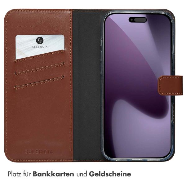 Selencia Echtleder Klapphülle Apple iPhone 17 Pro Max - Hellbraun