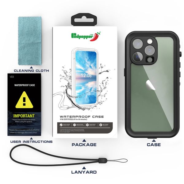 Redpepper Dot Plus Waterproof Case für das Apple iPhone 14 Pro - Schwarz