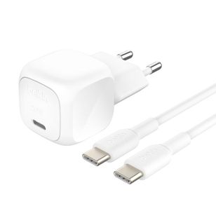 Belkin BoostCharge Kompakte USB-C-Ladegerät 20W mit USB-C-auf-USB-C-Kabel - 1 Meter - Weiß
