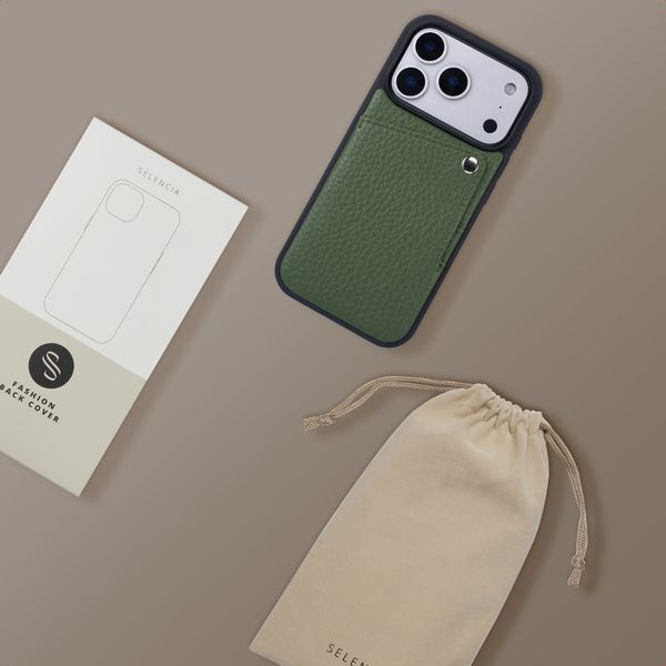 Selencia Riva Back Cover mit Kartenfach Apple iPhone 17 Pro - Sage Green