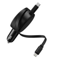 Accezz Autolader mit ausziehbaren Kabeln – USB-C / Lightning – 57W – Schwarz
