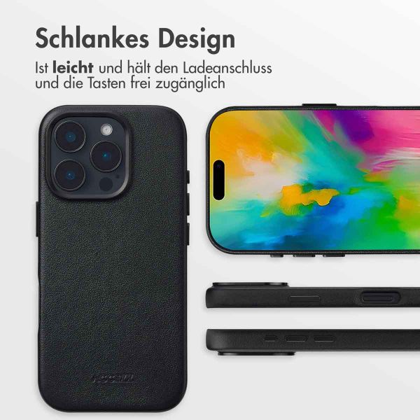 Accezz MagSafe Leather Backcover Apple iPhone 16 Pro - Onyx Black