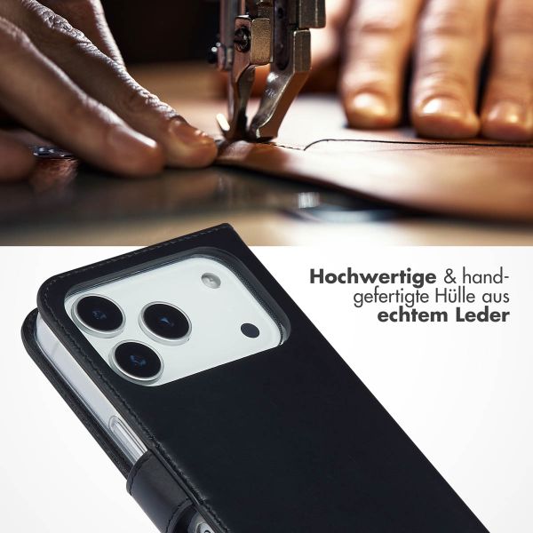 Selencia Echtleder Klapphülle Apple iPhone 17 Pro - Schwarz