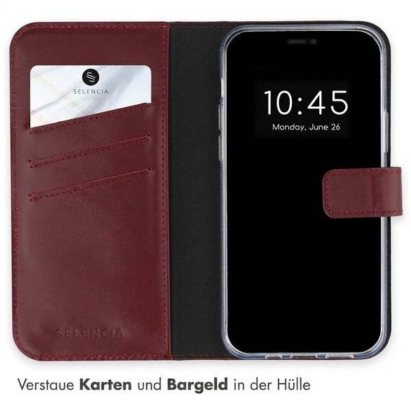 Selencia Echtleder Klapphülle Apple iPhone 12 (Pro) - Burgundy