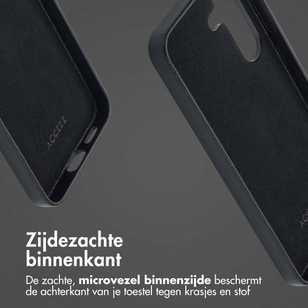 Accezz Echtleder Hülle + MagSafe Wallet Samsung Galaxy S25 Plus - Onyx Black