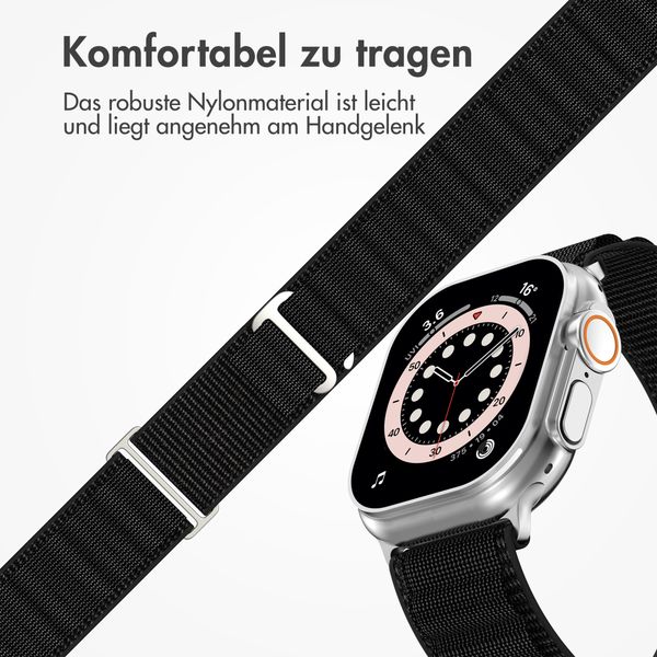 Accezz Nylon Alpine Armband für Apple Watch | 44/45/46/49 mm - Schwarz