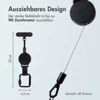 Accezz Ausziehbares Kabel mit Telefonpad und Karabinerhaken - Schwarz