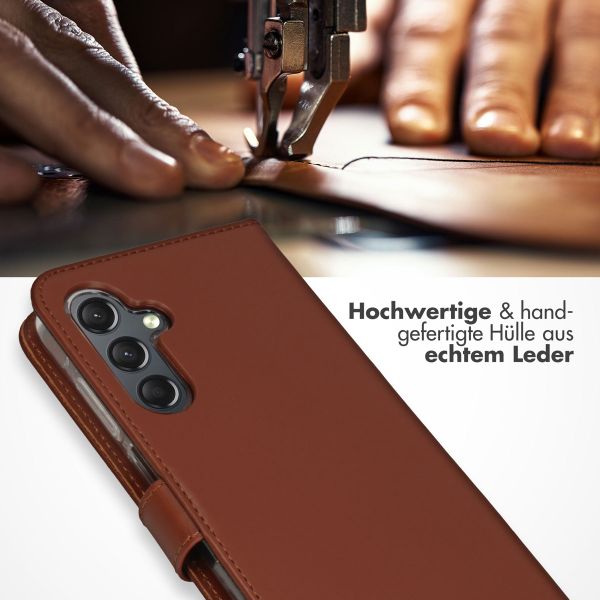 Selencia Echtleder Klapphülle Samsung Galaxy A25 (5G) - Hellbraun