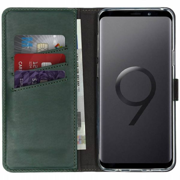 Selencia Echtleder Klapphülle Samsung Galaxy S9 Plus - Grün