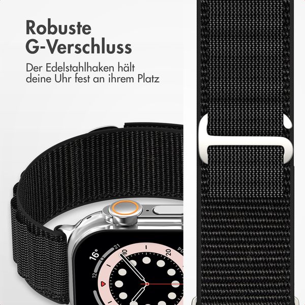 Accezz Nylon Alpine Armband für Apple Watch | 44/45/46/49 mm - Schwarz