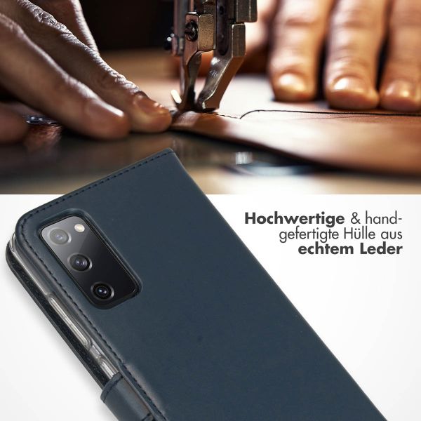 Selencia Echtleder Klapphülle Samsung Galaxy S20 FE - Blau