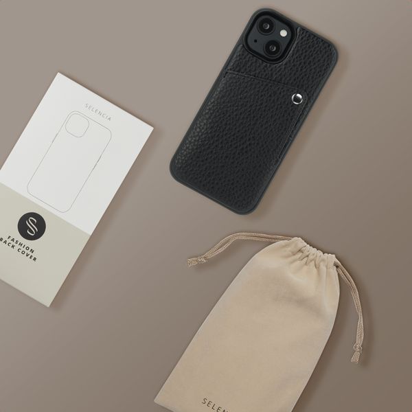 Selencia Riva Back Cover mit Kartenfach Apple iPhone 15 - Schwarz