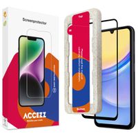 Accezz Vollflächige Schutzfolie aus gehärtetem Glas mit Applikator Samsung Galaxy A15 (5G/4G)