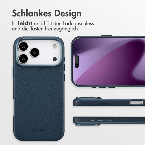Accezz MagSafe Leather Backcover Apple iPhone 17 Pro Max - Nightfall Blue
