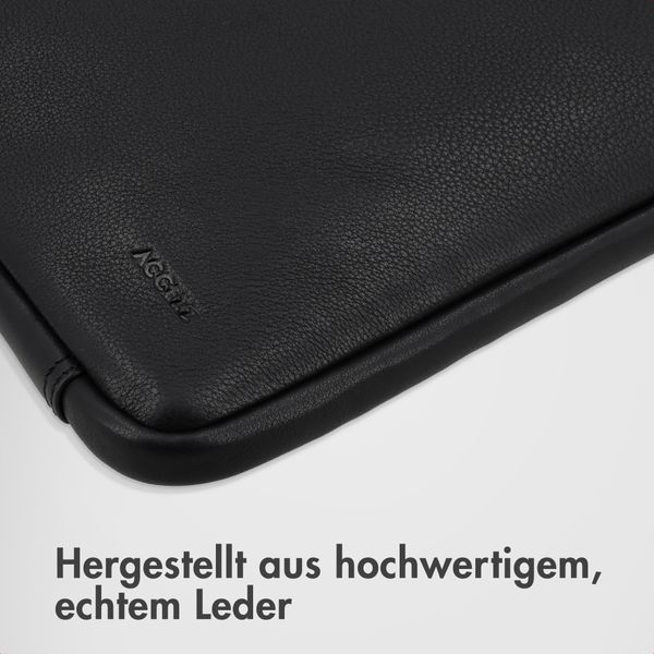 Accezz Leather Laptop Hülle mit Reißverschluss 15-16 Zoll - Laptop Sleeve - Schwarz