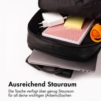 Accezz Leather Laptop Rucksack 16 Zoll - Schwarz