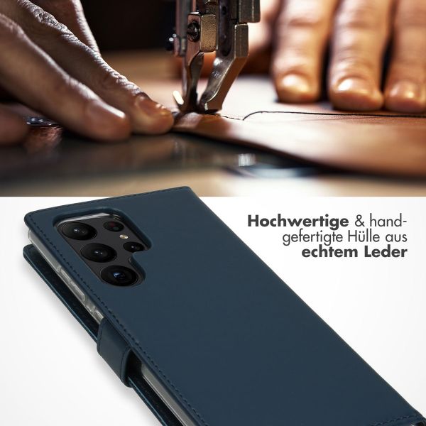 Selencia Echtleder Klapphülle Samsung Galaxy S23 Ultra - Blau