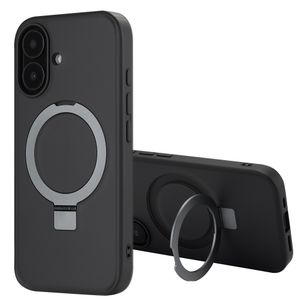 Accezz Ring Stand Backcover mit MagSafe Apple iPhone 16 - Schwarz
