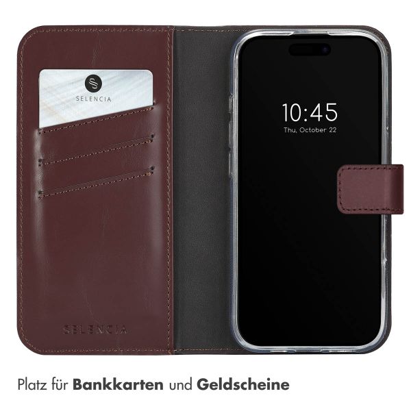 Selencia Echtleder Klapphülle Apple iPhone 16 Pro - Braun