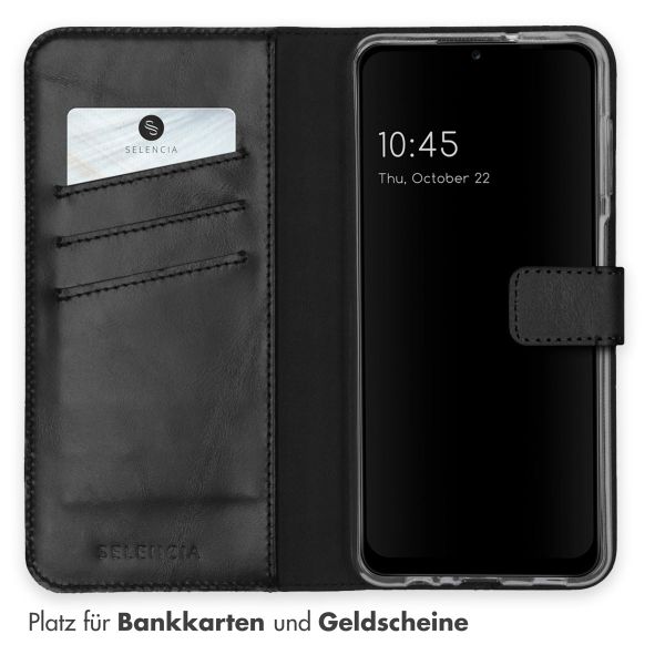 Selencia Echtleder Klapphülle Samsung Galaxy A12 - Schwarz