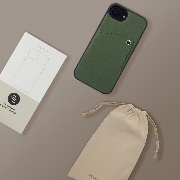 Selencia Riva Back Cover mit Kartenfach Apple iPhone 17e / 16e - Sage Green