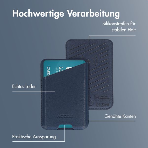 Accezz Magnetischer Lederkartenhalter - Geeignet für Apple Find My - Nightfall Blue