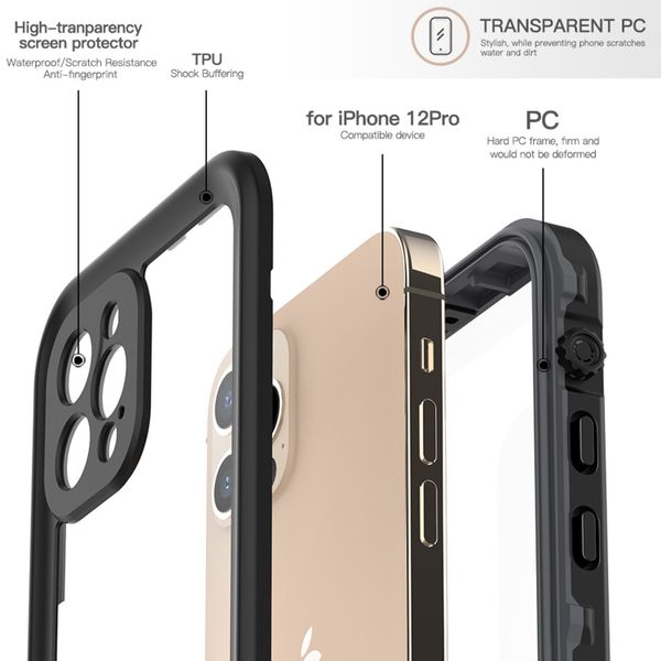 Redpepper Dot Waterproof Case Apple iPhone 12 Pro - Schwarz