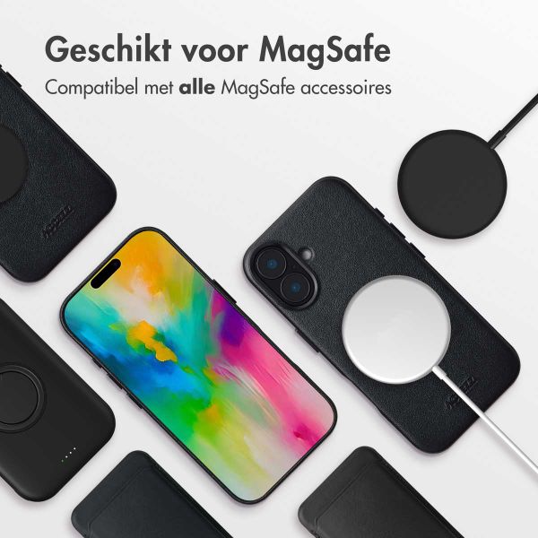 Accezz Echtleder Hülle + MagSafe Wallet Apple iPhone 16 - Onyx Black