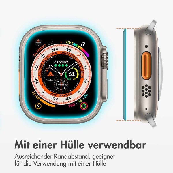 Accezz Displayschutz aus gehärtetem Glas mit Applikator Apple Watch Ultra 1 / 2 / 3 - 49 mm