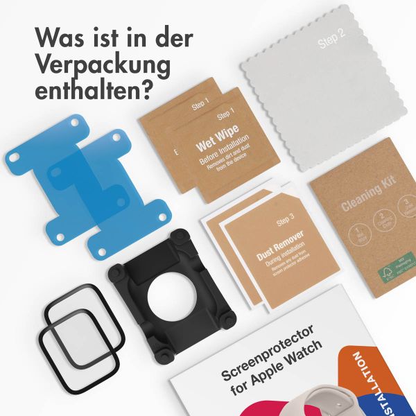 Accezz 2x Displayschutzfolie mit Applikator für die Apple Watch Series 1-3 - 38 mm