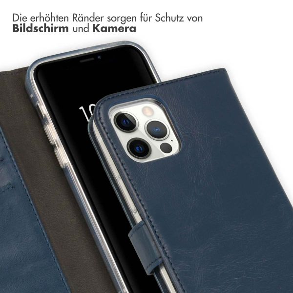 Selencia Echtleder Klapphülle Apple iPhone 12 (Pro) - Blau