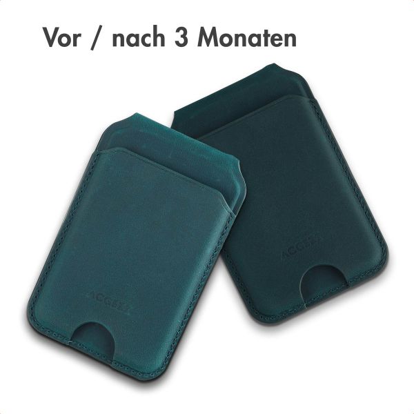 Accezz Vintage Leder MagSafe Kartenhalter mit Ständer - Smokey Green