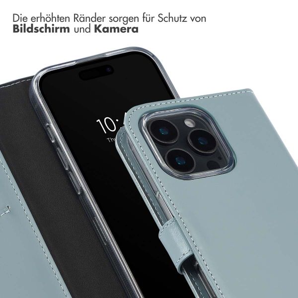 Selencia Echtleder Klapphülle Apple iPhone 16 Pro - Air Blue