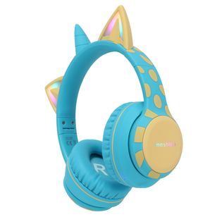 imoshion Kabellose Kinderkopfhörer Unicorn LED Light - Dezibelbegrenzer - Mit AUX-Kabel - Soft Blue / Yellow