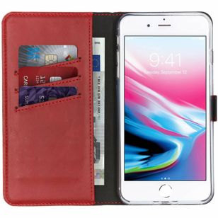 Selencia Echtleder Klapphülle Apple iPhone 8 Plus / 7 Plus - Rot